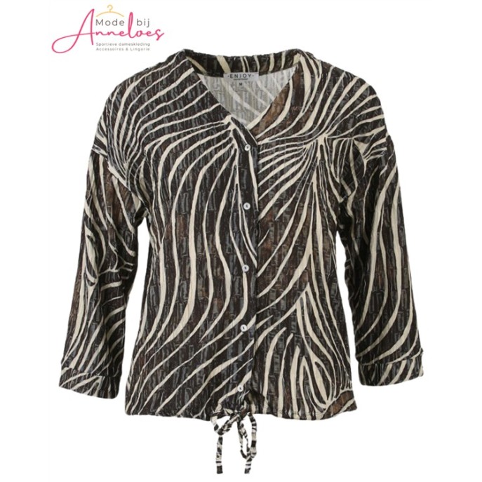 Enjoy Blouse 183685 7/8 zebra Donker Bruin print Enjoy Blouse 183685 7/8 zebra Donker Bruin print